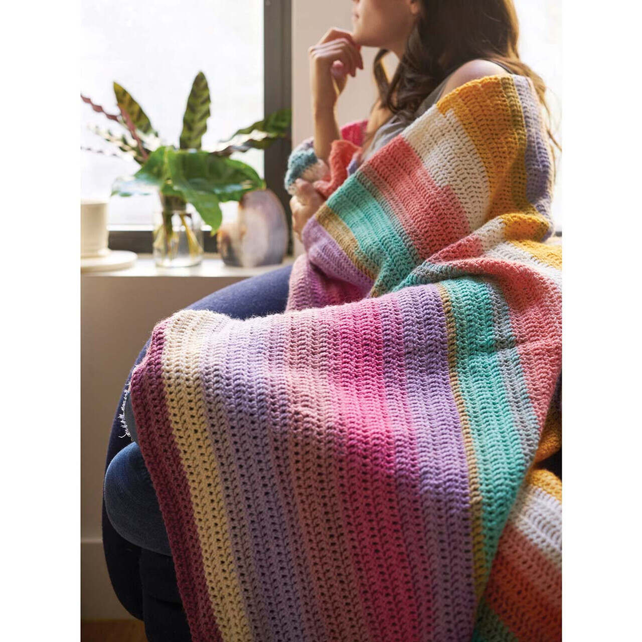 Crochet Lion Brand Cover Story Yarn, Crochet Lap Blanket