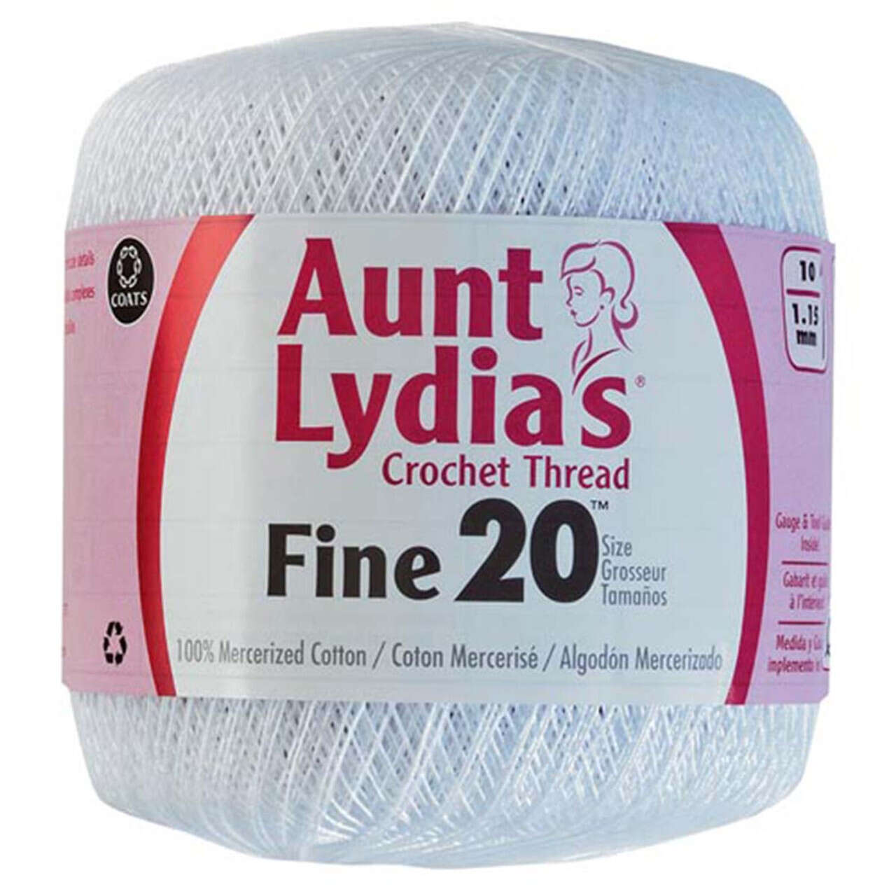 Aunt Lydia's Classic Crochet Thread Size 10 Jumbo - White