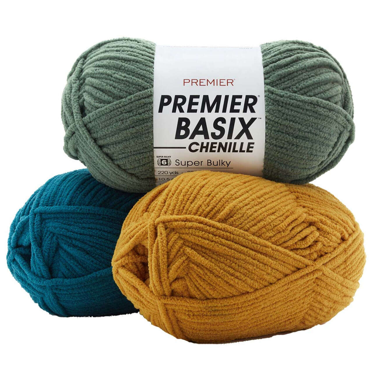  Premier Yarns Basix Chenille Brights Yarn - 5.3 Oz - #6 Super  Bulky Weight - 3 Pack Bundle with Bella's Crafts Stitch Markers (Black)
