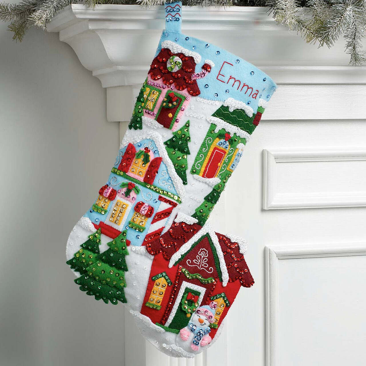 Bucilla Christmas Stocking holiday Patchwork Made to Order 