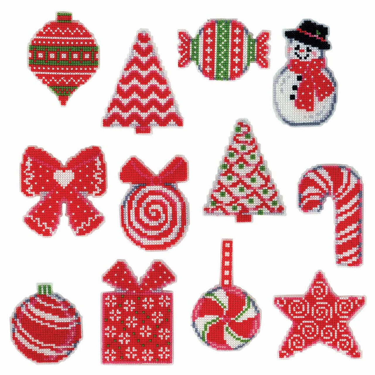 Herrschners Peppermint Christmas Ornaments Counted Cross-Stitch Kit