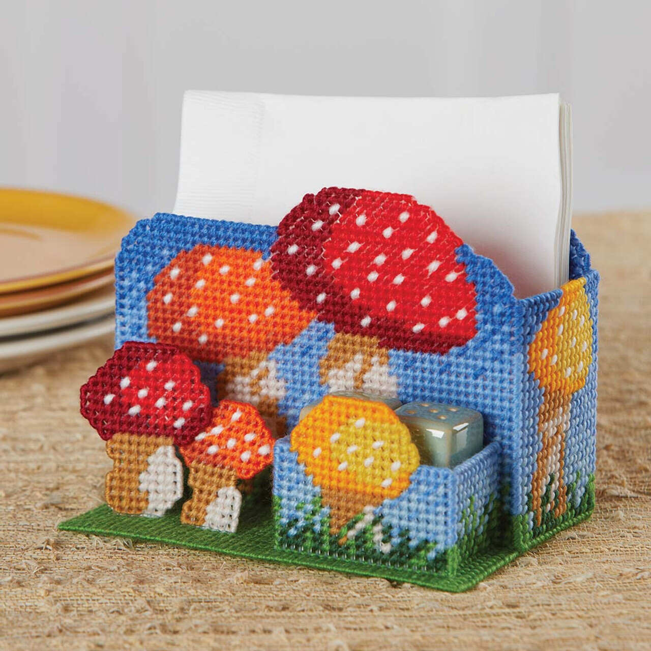 Herrschners Mushroom Cap Napkin Holder Plastic Canvas Kit, Size: One Size
