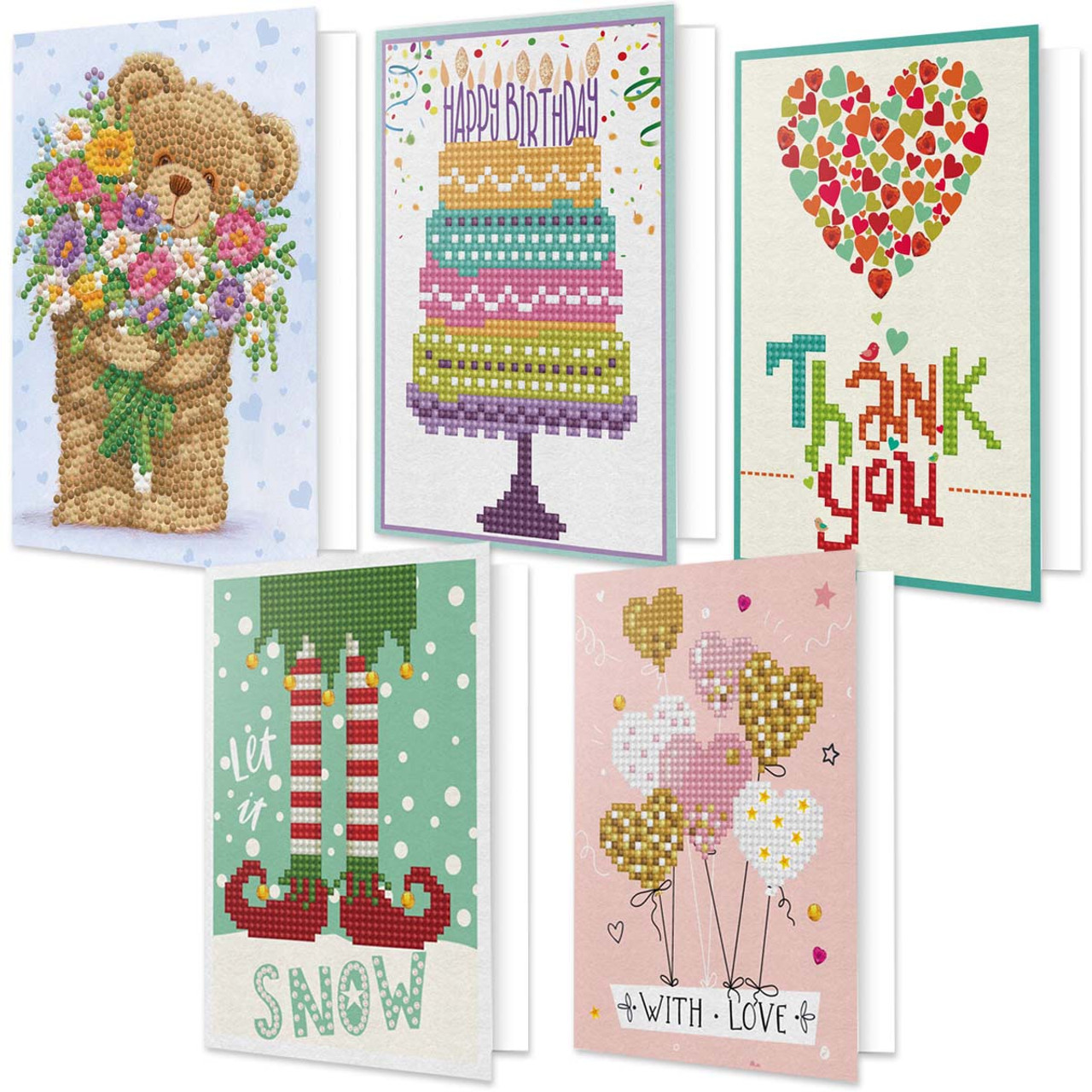 Diamond Dotz All Occasion Card Pack, Set of 5 Diamond Painting, Size: 1 in