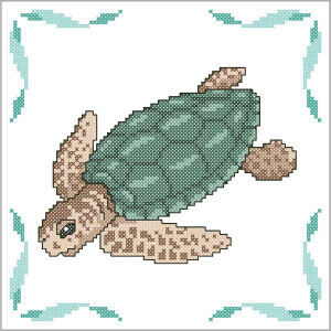 Herrschners Sea Turtle Quilt Blocks Stamped Cross-Stitch