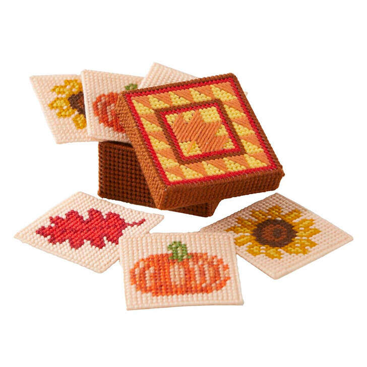 Herrschners Fall Welcome Coasters Plastic Canvas Kit