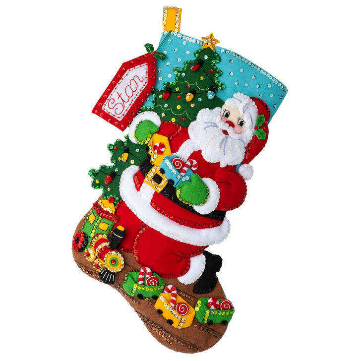 Bucilla Felt Ornaments Applique Kit Set of 6 - Santa's Tree Treasures