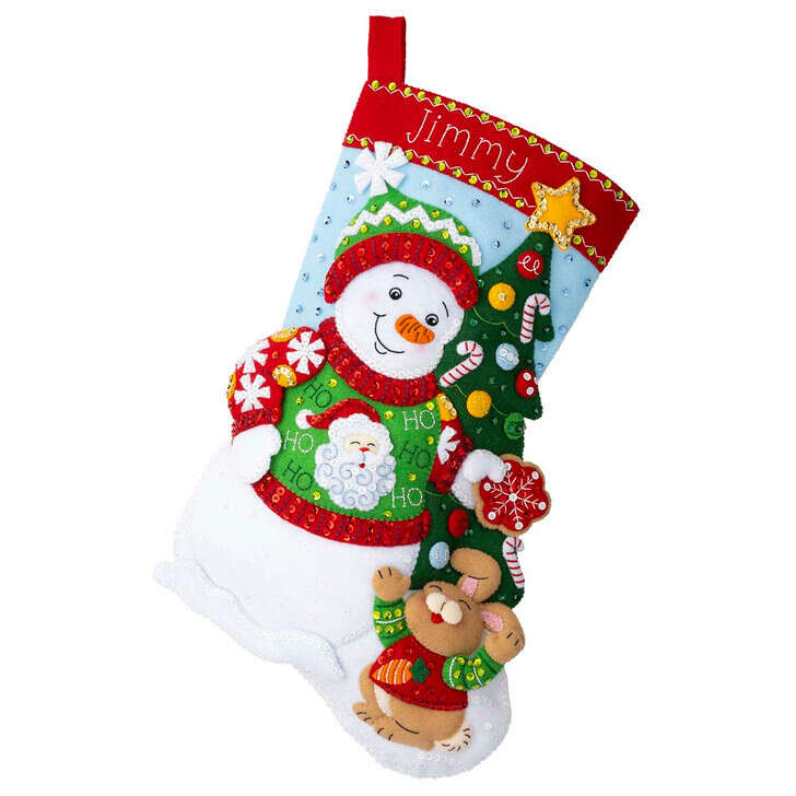 Bucilla Festive Sweater Snowman Stocking Kit