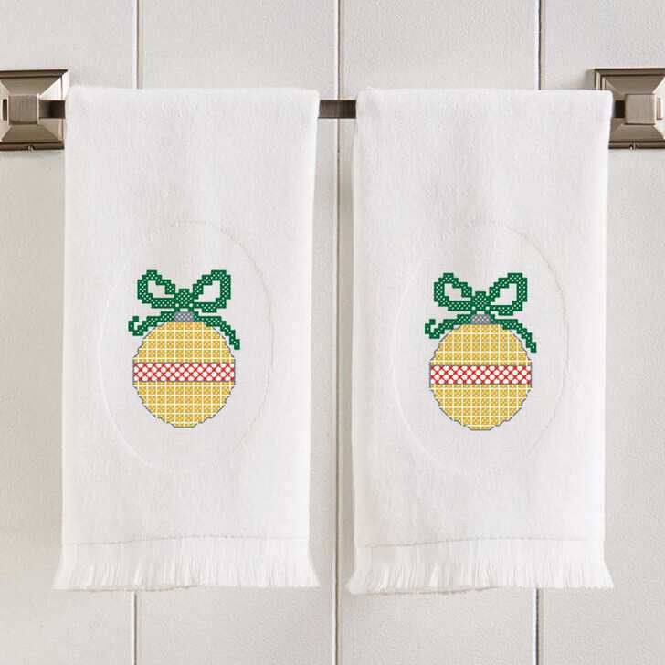 Herrschners Plaid Bell Terry Towel Pair Stamped Cross-Stitch