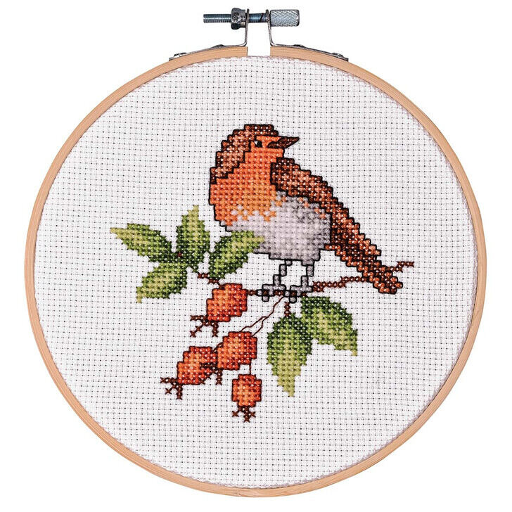 Craftways Fall Bird Hoop Counted Cross-Stitch Kit