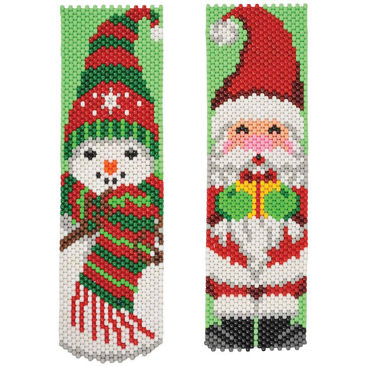 Herrschners Santa & Snowman Smiles Banners, Set of 2 Pony Bead Kit