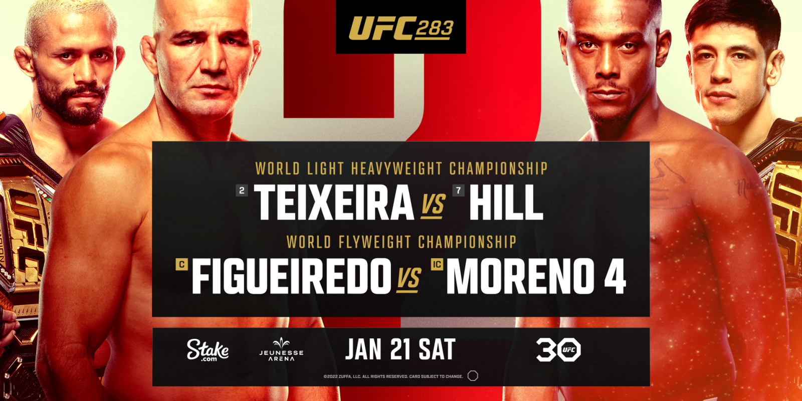 UFC 283: Teixeira vs Hill - MMA Streams Live, How to Watch Online, Time, Fight Card