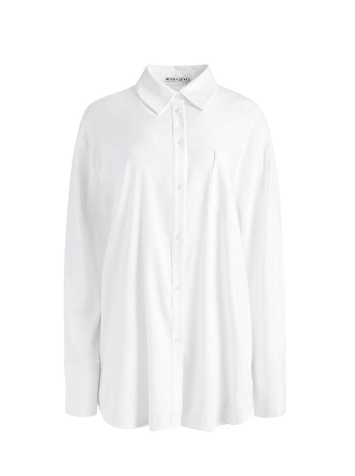 FINELY OVERSIZED LINEN BUTTON DOWN SHIRT - WHITE image 6