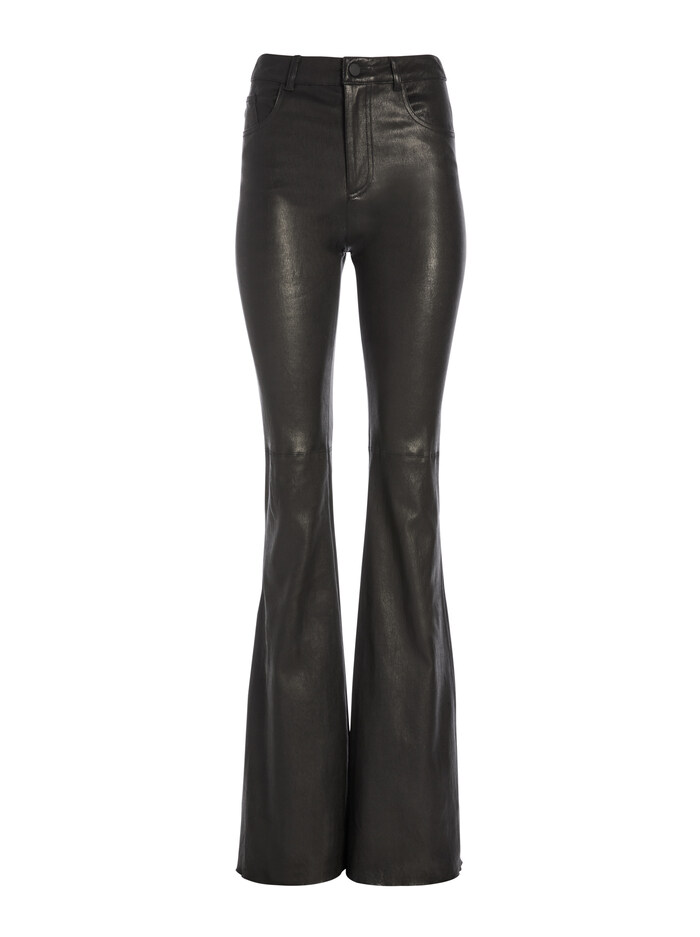 BRENT HIGH WAISTED LEATHER PANT - BLACK image 5 - Alice And Olivia