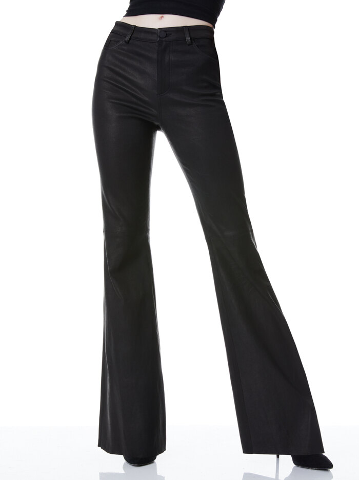 BRENT HIGH WAISTED LEATHER PANT - BLACK - Alice And Olivia