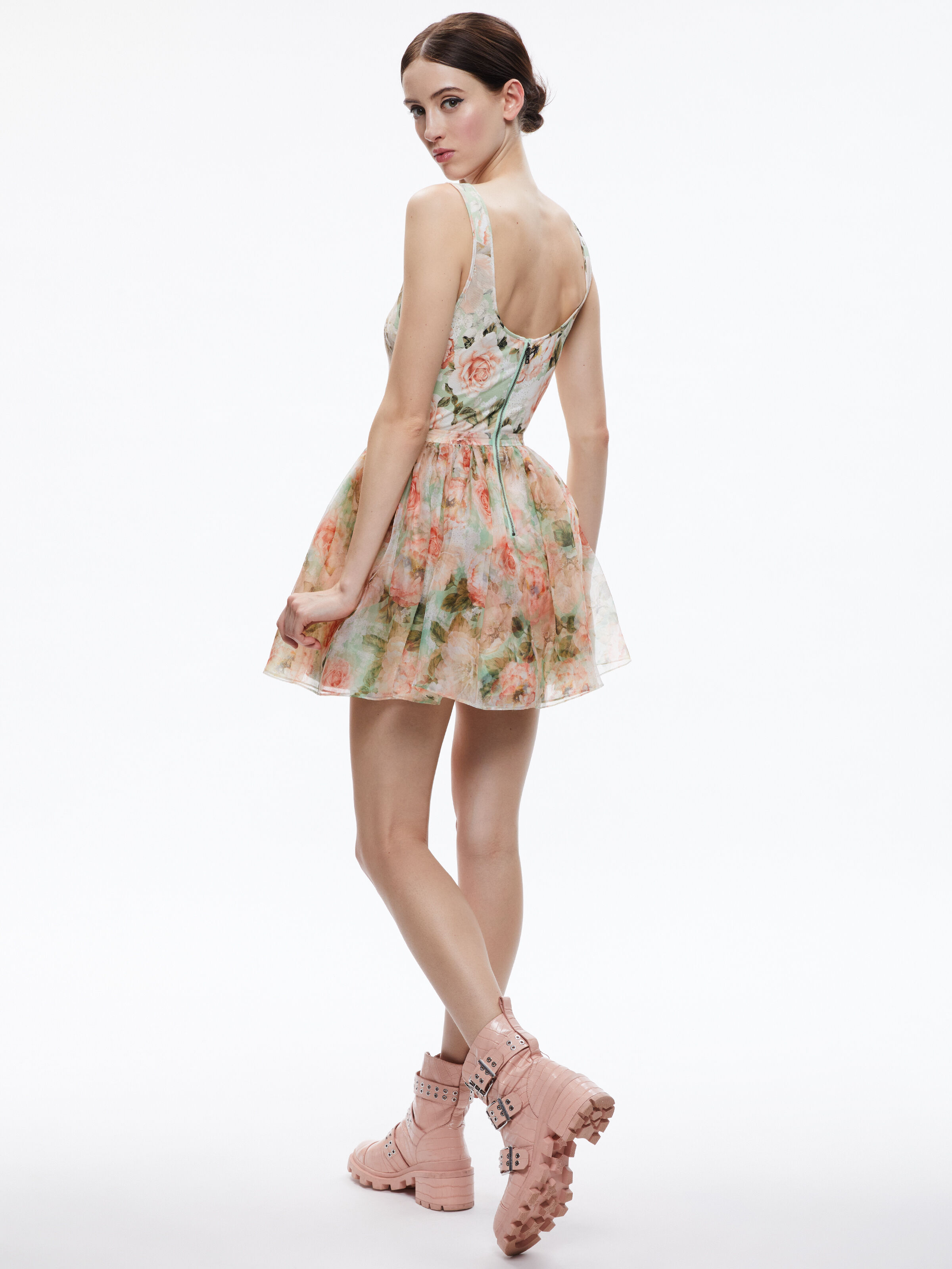 Lorelle Godet Skirt Midi Dress In Morningside Floral Pistachio