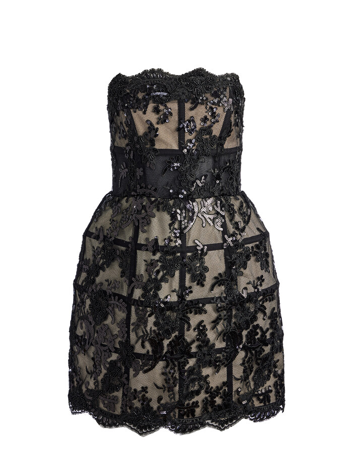 GERDA STRAPLESS SEQUIN LACE MINI GOWN - BLACK image 5 - Alice And Olivia