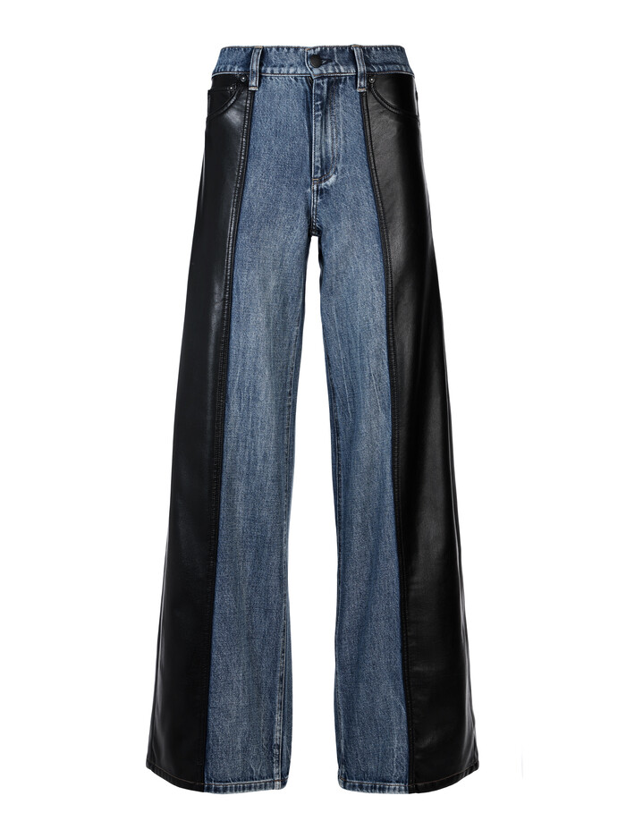 TRISH VEGAN LEATHER BAGGY JEAN - BROOKLYN BLUE image 5 - Alice And Olivia