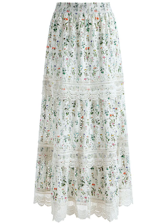 REISE EMBROIDERED TIERED MAXI SKIRT - GEORGIA FLORAL image 5 - Alice And Olivia
