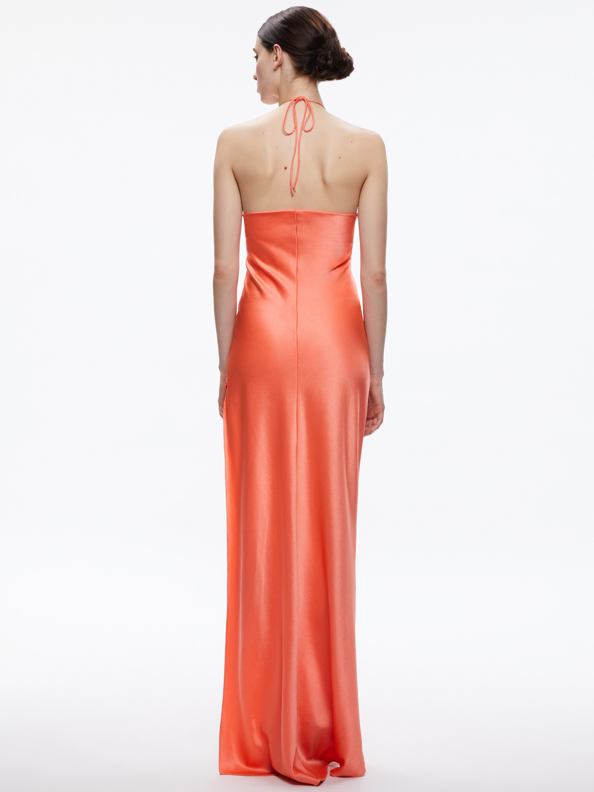 ZUMI OPEN BACK HALTER MAXI DRESS - CORAL SUNSET - Alice And Olivia