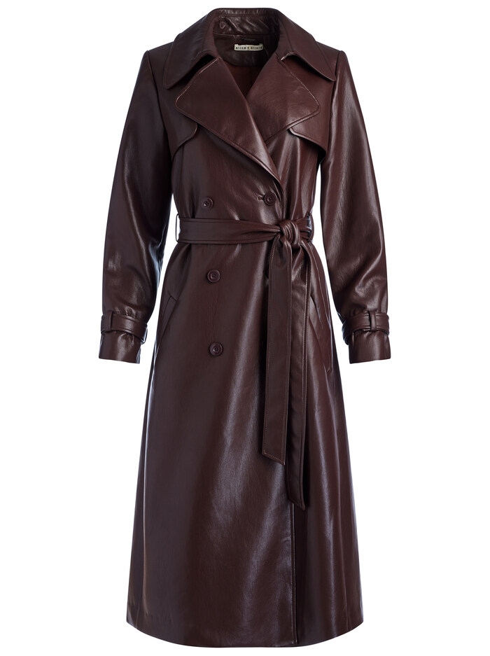 ELICIA VEGAN LEATHER TRENCH COAT - TOFFEE image 5 - Alice And Olivia
