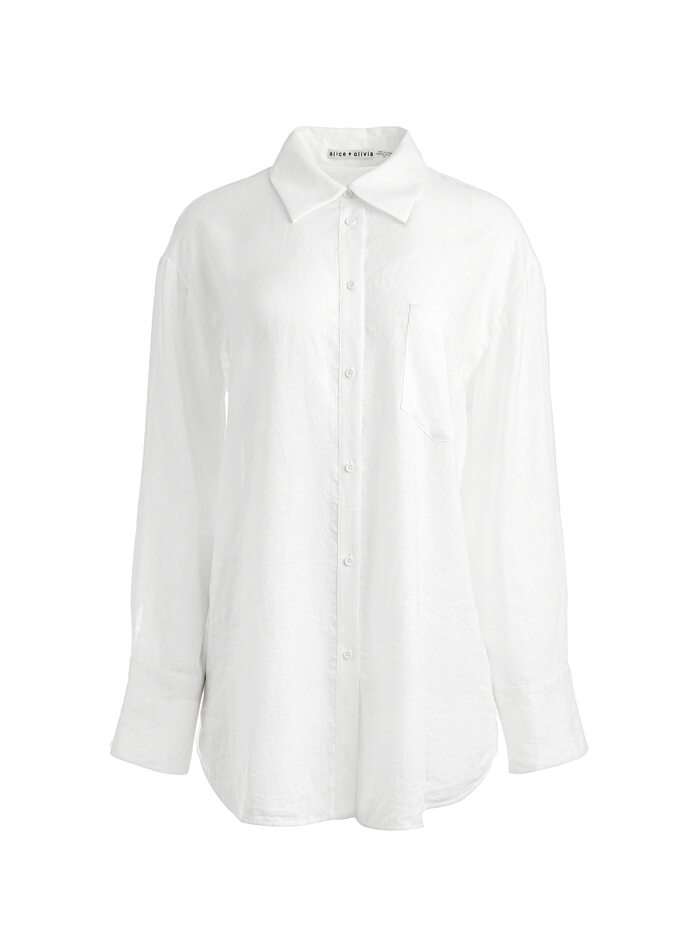 FINELY OVERSIZED BUTTON DOWN SHIRT - OFF WHITE image 5 - Alice And Olivia