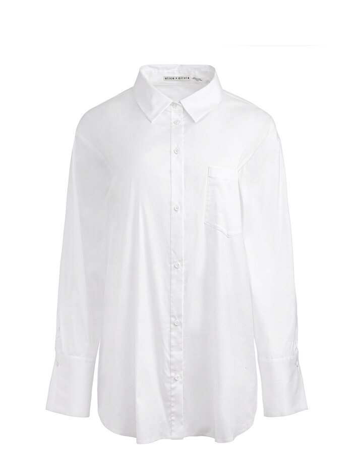 FINELY OVERSIZED LONG BUTTON DOWN SHIRT - WHITE image 5