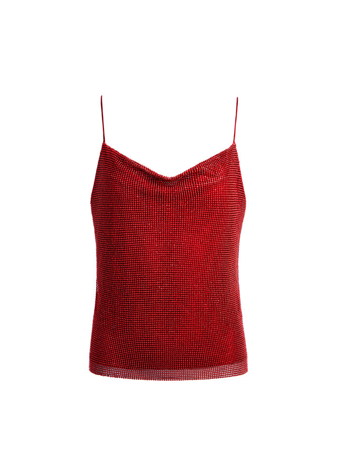 HARMON CRYSTAL CHAINMAIL TANK - PERFECT RUBY/CHAINMAIL image 5 - Alice And Olivia