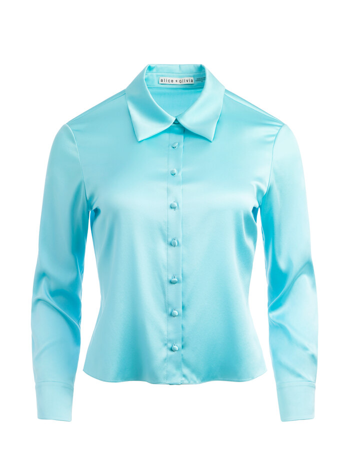 WILLA FITTED PLACKET TOP - AQUA BLUE image 5