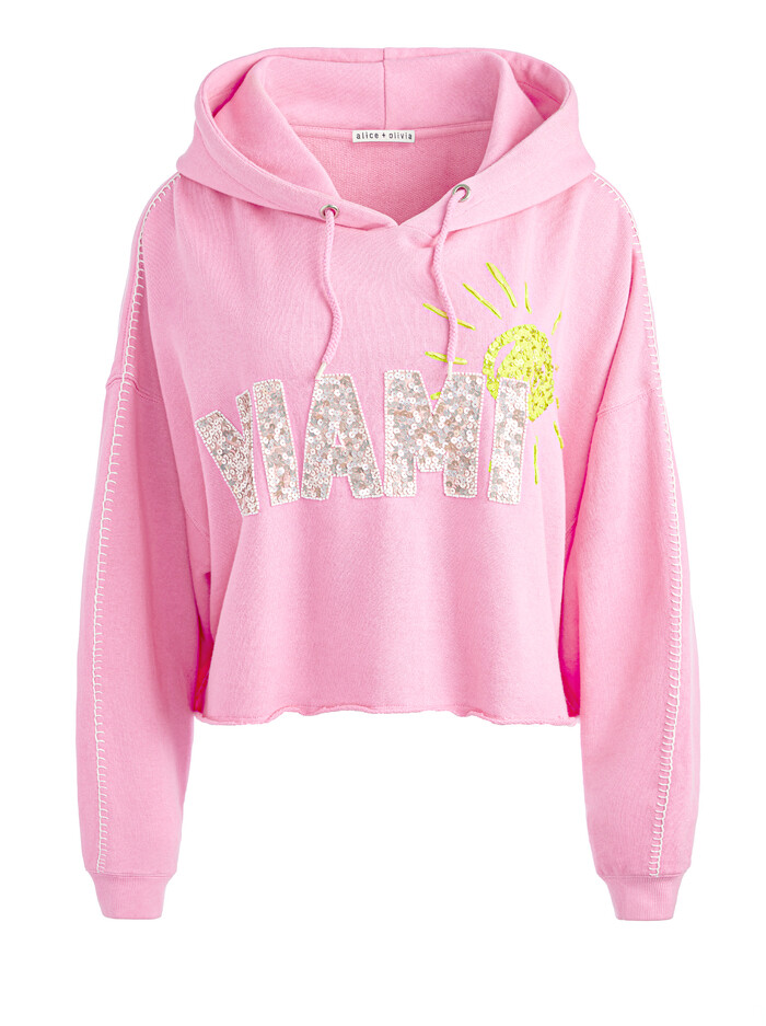 SUNNY BOXY CROPPED HOODIE - BALLET SLIPPER image 5 - Alice And Olivia