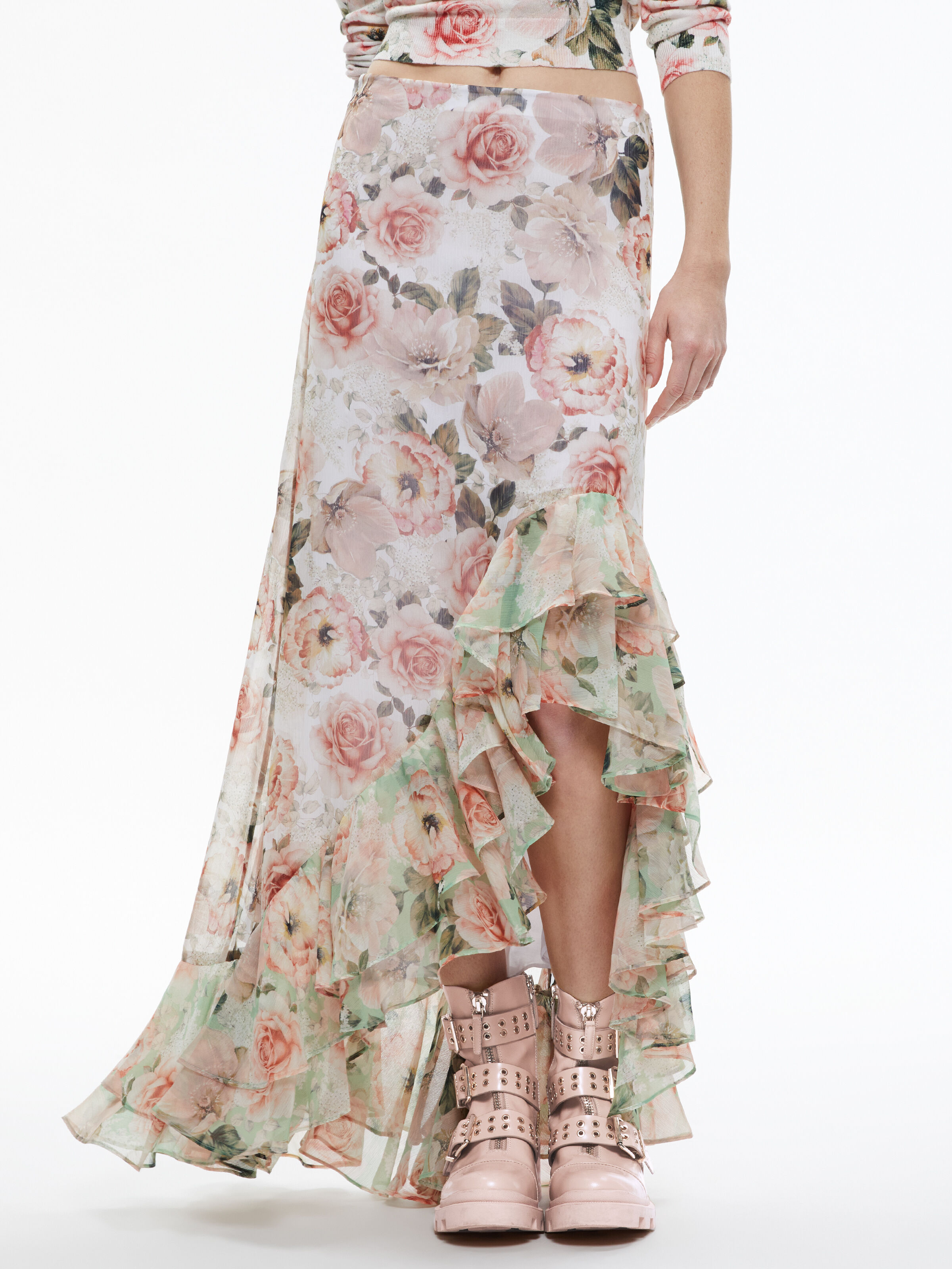 Lorelle Godet Skirt Midi Dress In Morningside Floral Pistachio