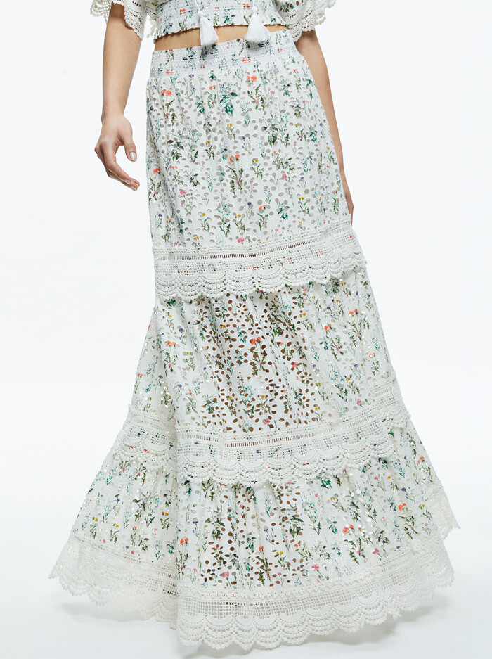 REISE EMBROIDERED TIERED MAXI SKIRT - GEORGIA FLORAL image 1 - Alice And Olivia