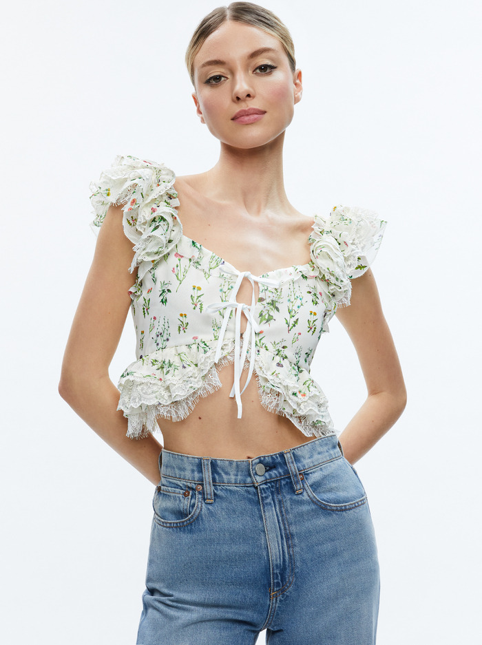 CHARLINE RUFFLE CROPPED TOP - GEORGIA FLORAL image 1 - Alice And Olivia
