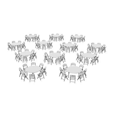 12 60 Inch Round Stacking Tables, How Many Chairs Can Fit At A 60 Inch Round Table