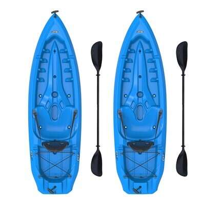 Paddle New Lifetime 90172 Blue 8-Foot Plastic Sit On Top Adult Kayaks 2 Pack 