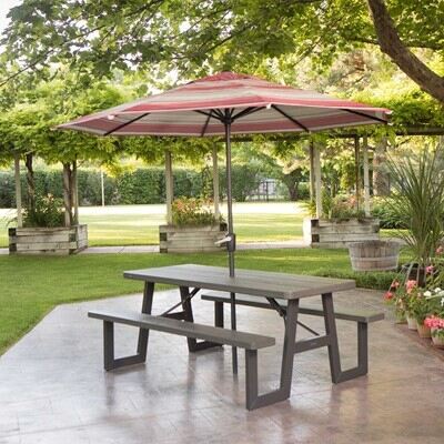Lifetime 6 ft W-Frame Brown Folding Picnic Table Patio Furniture Steel
