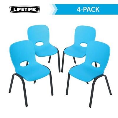 Lifetime 4-piece plastic childrens chair childrens armchair childrens set stacking chair childrens furniture blue 