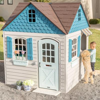 6ft x 6ft x 7 ft Tall Beige & Blue Lifetime Heavy Duty Plastic Outdoor Playhouse 