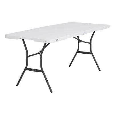 White Granite W Lifetime 6' Fold-In-Half Table 