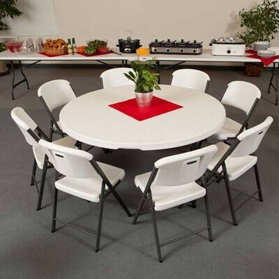 Lifetime 60 Inch Round Nesting Table, How Many Chairs Around A 60 Round Table