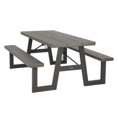 LTP Outdoor Craftsman W-Frame 6 Folding Picnic Table ~ Wood Grain Brown Color