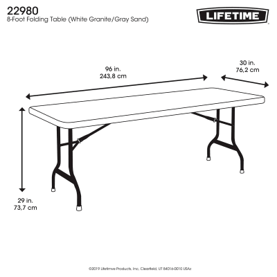 Lifetime 8 Foot Folding Table Commercial, How Wide Is A Standard Folding Table