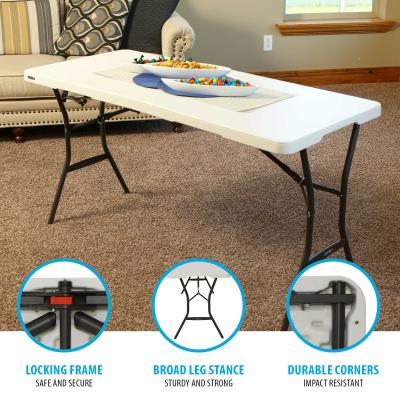 Lifetime 5' Essential Fold-in-Half Table Portable Folding Table Outdoor Picnic 