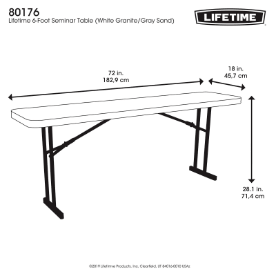 Lifetime 6 Foot Seminar Table Commercial, White Table Dimensions