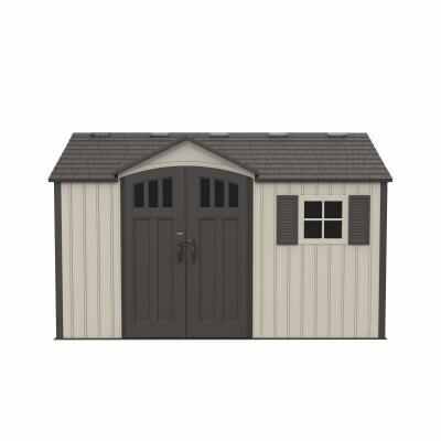 Low Maintenance Dual Wall Durable Slip Rsistant Sturdy Skylight Lifetime Outdoor Storage Shed 12.5 x 8 with High Pitched Roof for Quick Drainage. Outdoor Storage Shed 12.5 x 8