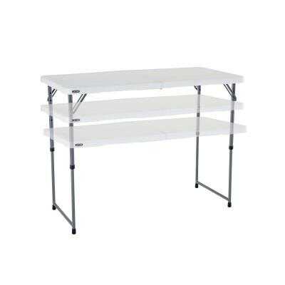 White Granite, 3-Pack 4/48 x 24 4 ft White Granite LIFETIME 4428 Height Adjustable Craft Camping and Utility Folding Table 