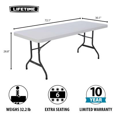 Lifetime 6 Foot Folding Table Commercial, White Folding Table Dimensions