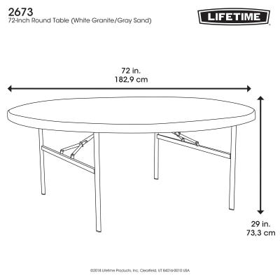 Lifetime 72 Inch Round Table Commercial, Round Table Dimensions