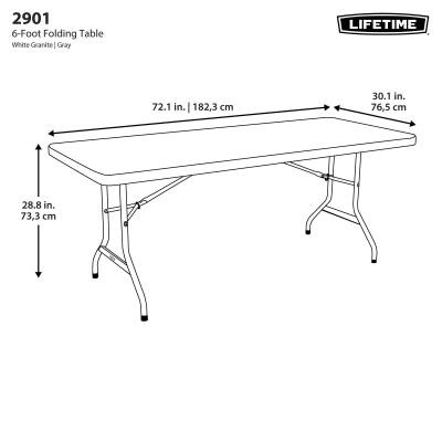 Lifetime 6 Foot Folding Table Commercial, How Wide Is A Standard Folding Table