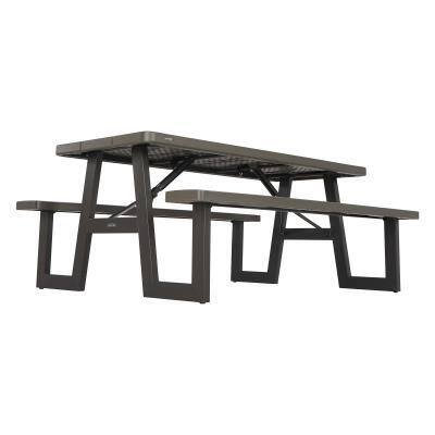 Lifetime 6 ft W-Frame Brown Folding Picnic Table Patio Furniture Steel