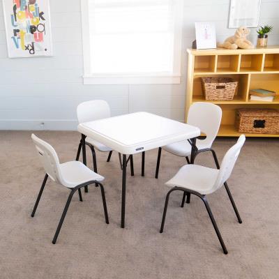 Home School Or Daycare Play Lifetime Kids Table with 4 Almond Chairs 